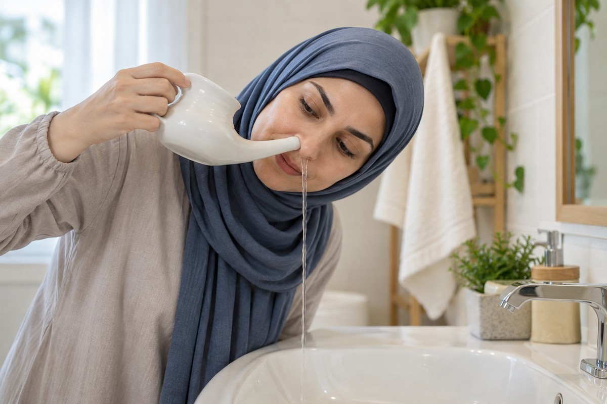 روش صحیح استفاده از قوری نتی برای شست‌وشوی بینی