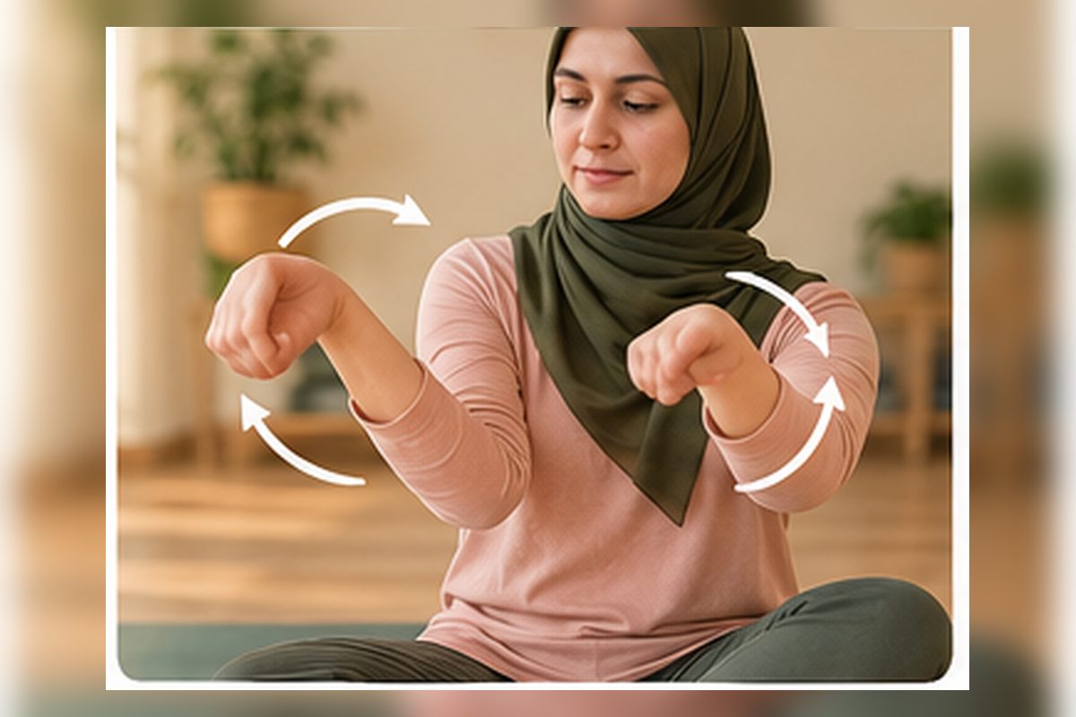 چرخش آرام مچ دست با ساعد ثابت و دامنه کنترل‌شده