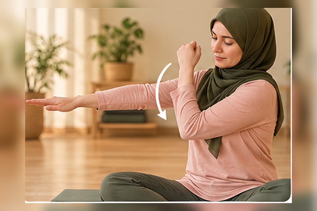 خم و راست کردن آرنج با شانه‌های رها و حرکت کنترل‌شده ساعد