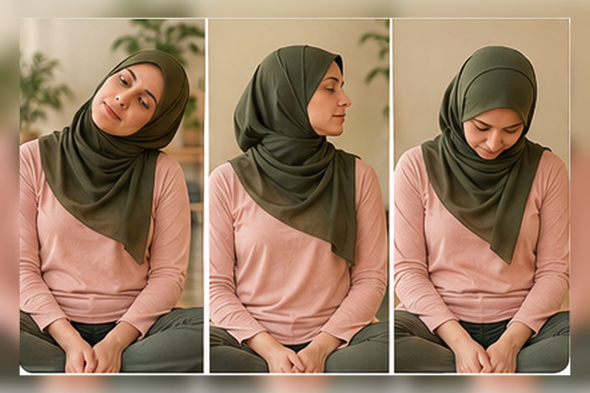 سه حرکت ملایم گردن شامل خم کردن، خم جانبی و چرخاندن سر به طرفین