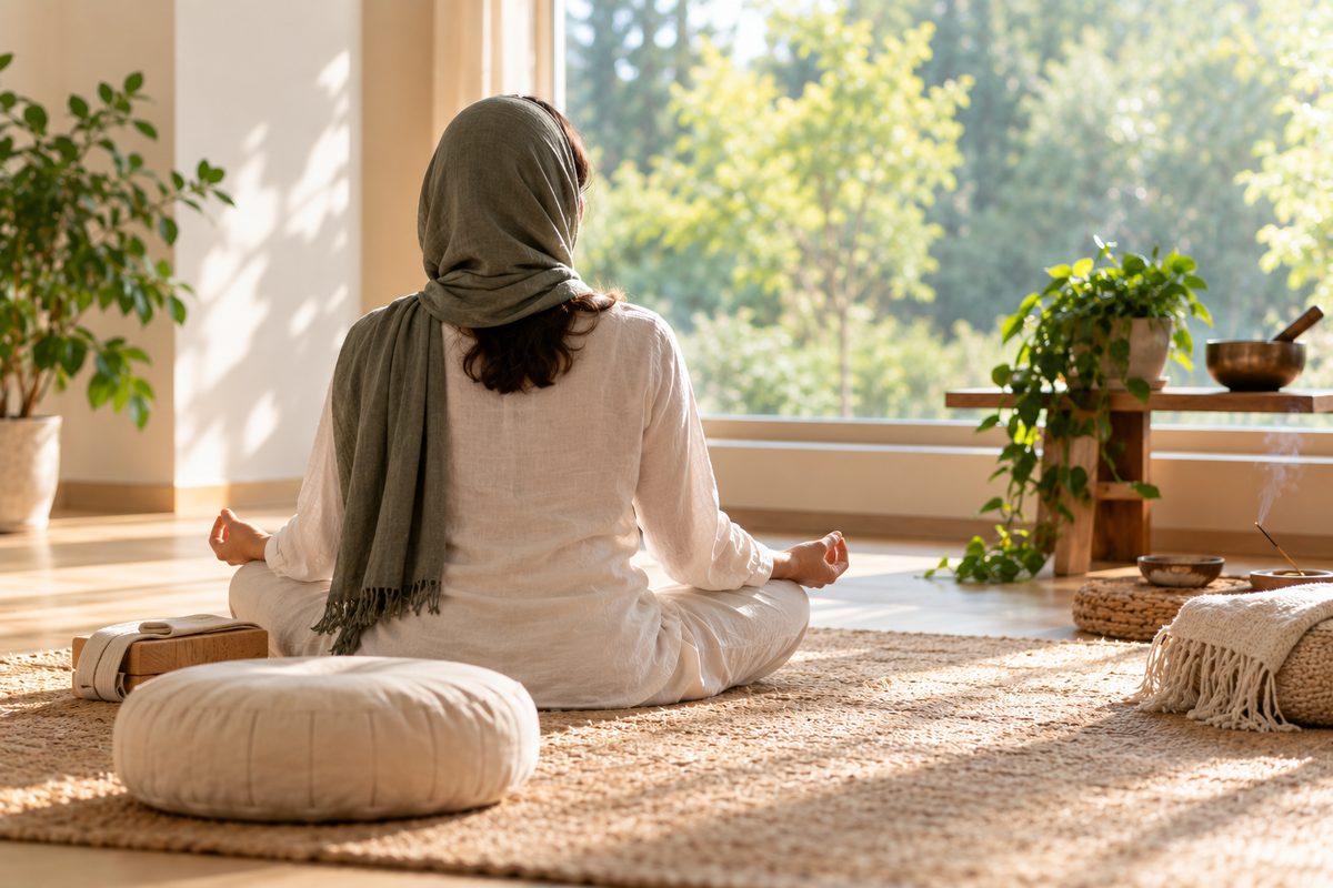 تمرین مدیتیشن و تنفس آرام برای مدیریت استرس و حمایت از خودمراقبتی