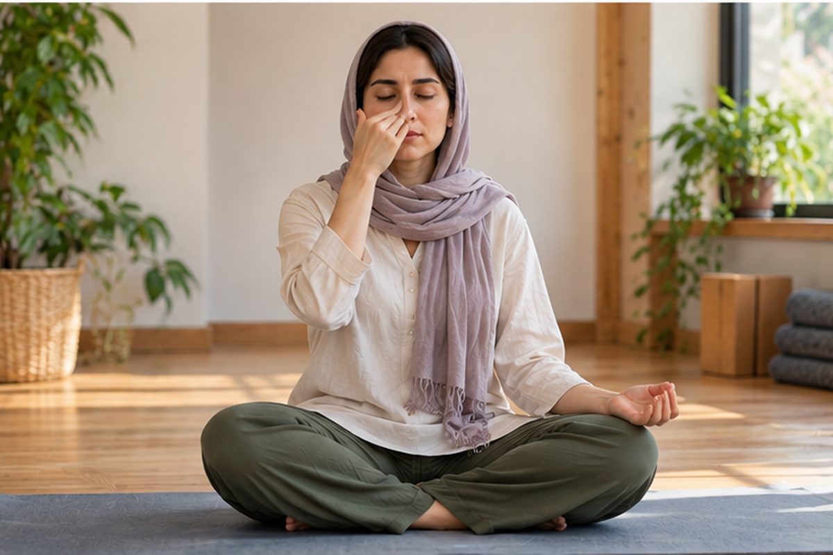 اجرای ساده نادی شودانا یا تنفس متناوب از بینی بدون حبس نفس
