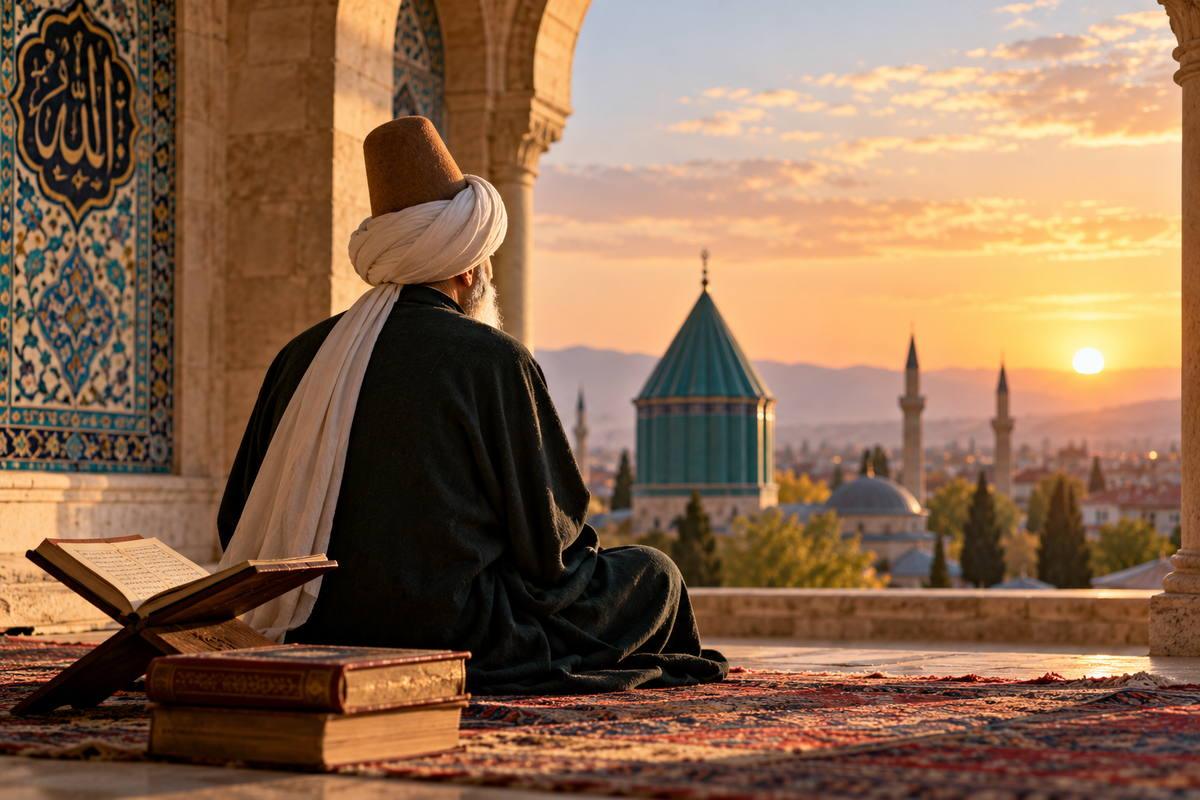 تصویرسازی نمادین از مطالعه متون عرفانی و سنت مولانا بدون ادعای پرتره تاریخی